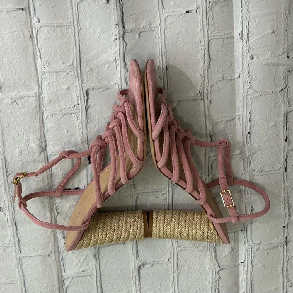 Veronica Beard Dusty Pink Suede Jute Heel Shoes